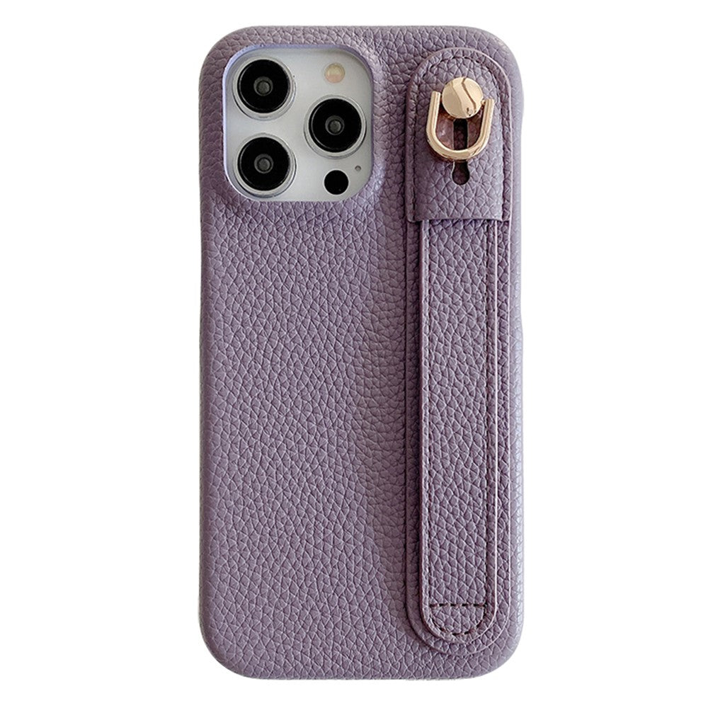 For iPhone 14 Pro Case Wristband Kickstand PU Leather + PET Phone Cover