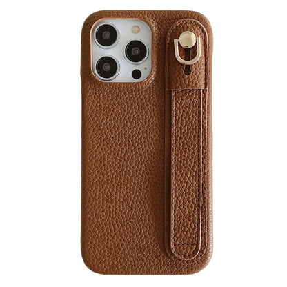 For iPhone 14 Pro Case Wristband Kickstand PU Leather + PET Phone Cover