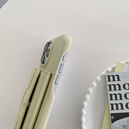 For iPhone 14 Pro Case Mirror Design PU Leather Back Cover with Card Slots, Wrist Strap