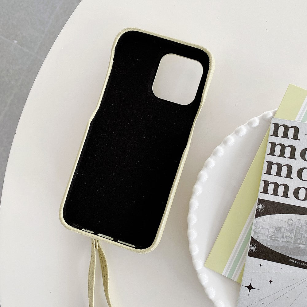 For iPhone 14 Pro Case Mirror Design PU Leather Back Cover with Card Slots, Wrist Strap