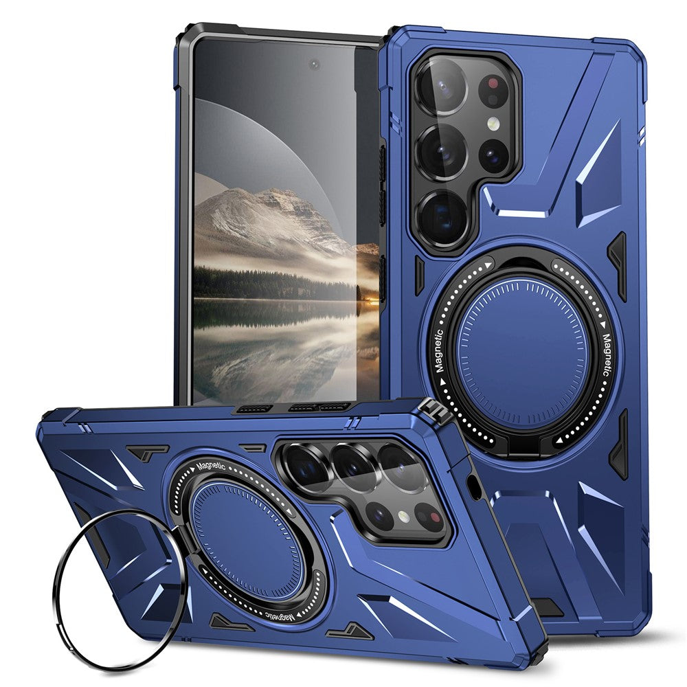 For Samsung Galaxy S25 Ultra Magnetic Case Kickstand TPU PC Phone Cover