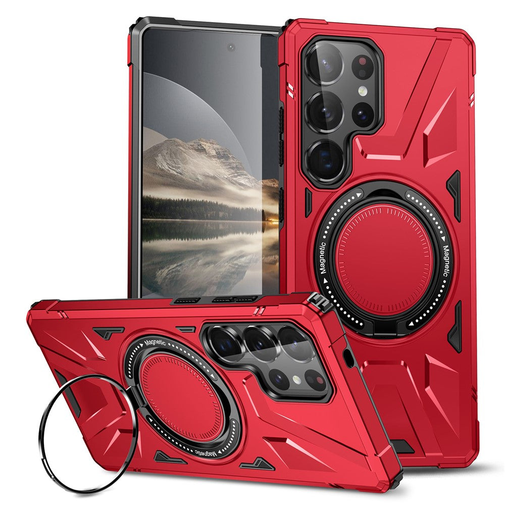 For Samsung Galaxy S25 Ultra Magnetic Case Kickstand TPU PC Phone Cover
