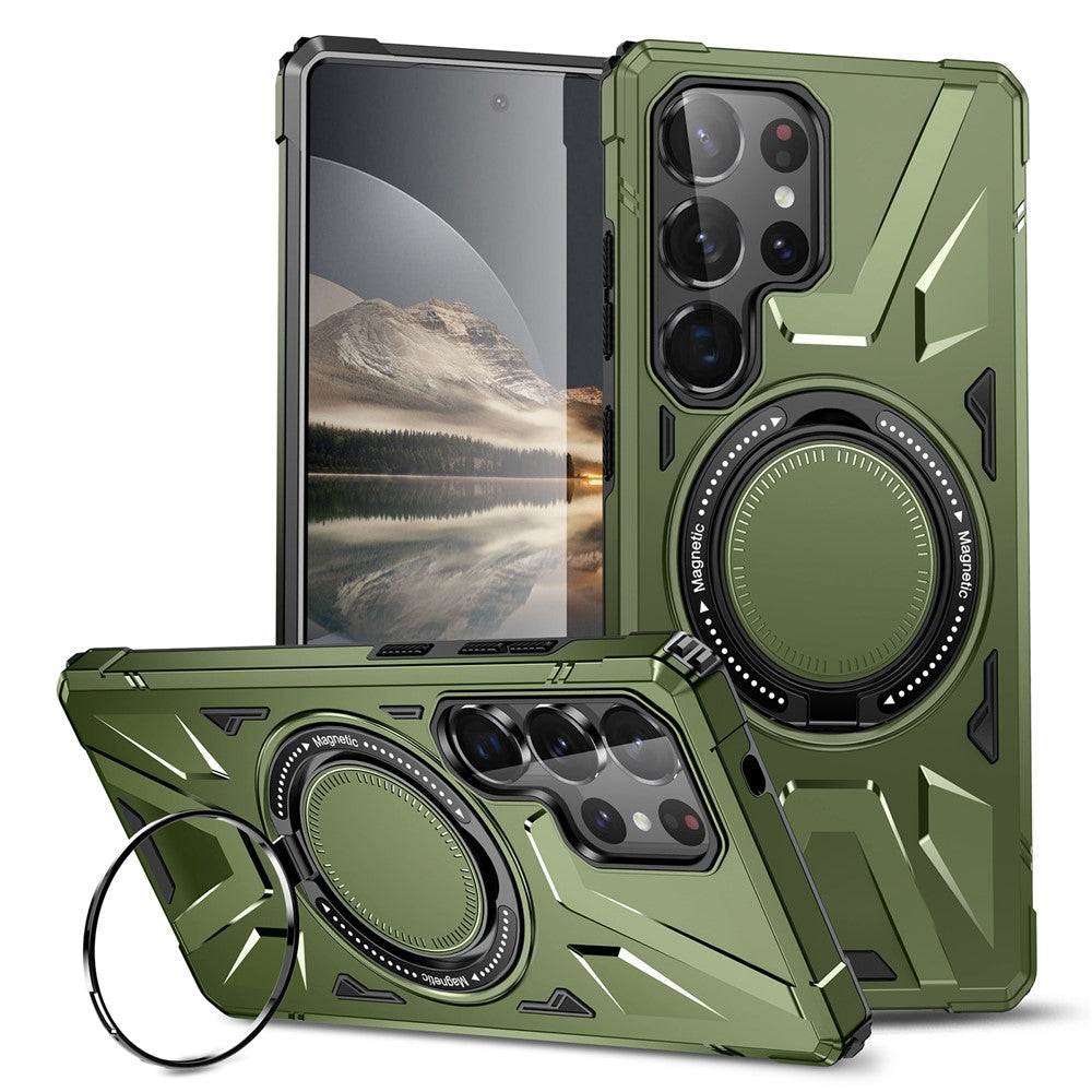 For Samsung Galaxy S25 Ultra Magnetic Case Kickstand TPU PC Phone Cover