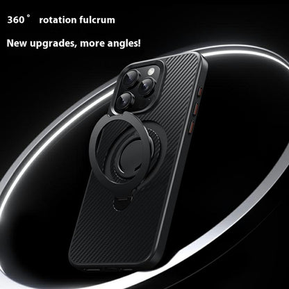 For iPhone 14 Pro Case Compatible with MagSafe Kickstand Carbon Fiber Texture PC + TPU Back Cover with Silicone Ring