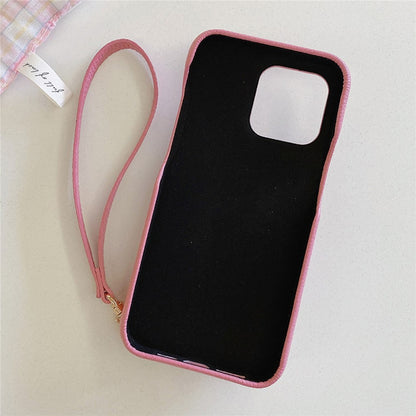 For iPhone 14 Pro Case Card Slots Kickstand PU Leather Back Cover with Zipper Pocket, Wrist Strap