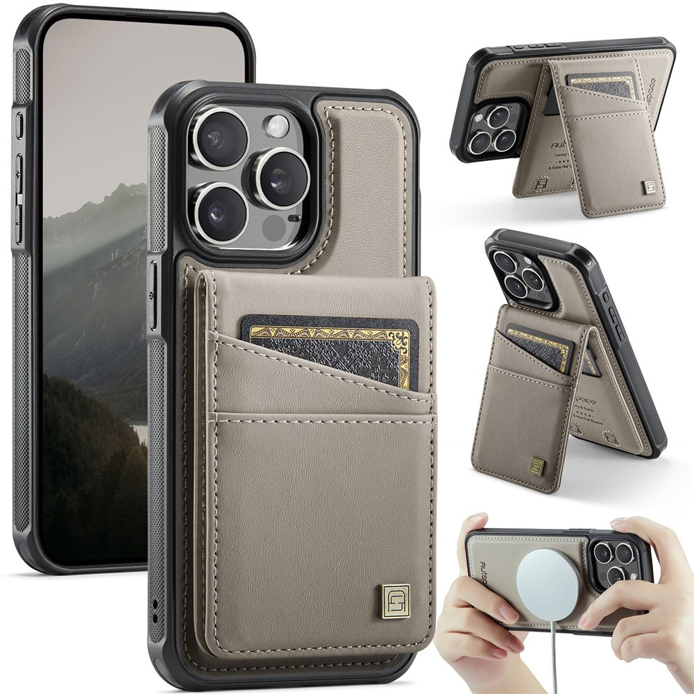AUTSPACE For iPhone 14 Pro Case  A12 Leather Phone Case with Detachable Card Bag