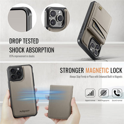 AUTSPACE For iPhone 14 Pro Case  A12 Leather Phone Case with Detachable Card Bag