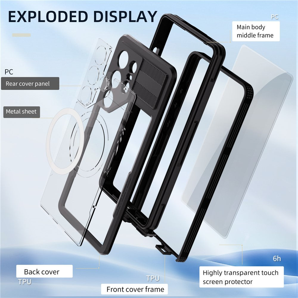 REDPEPPER For Samsung Galaxy S25 Ultra IP68 Waterproof Magnetic Case Clear Phone Cover