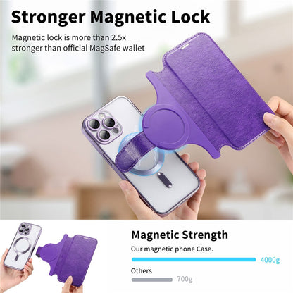 For iPhone 14 Pro Case Compatible with MagSafe Detachable Leather Phone Cover with Lens Film