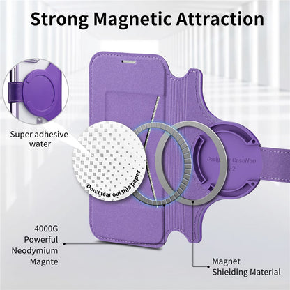 For iPhone 14 Pro Case Compatible with MagSafe Detachable Leather Phone Cover with Lens Film