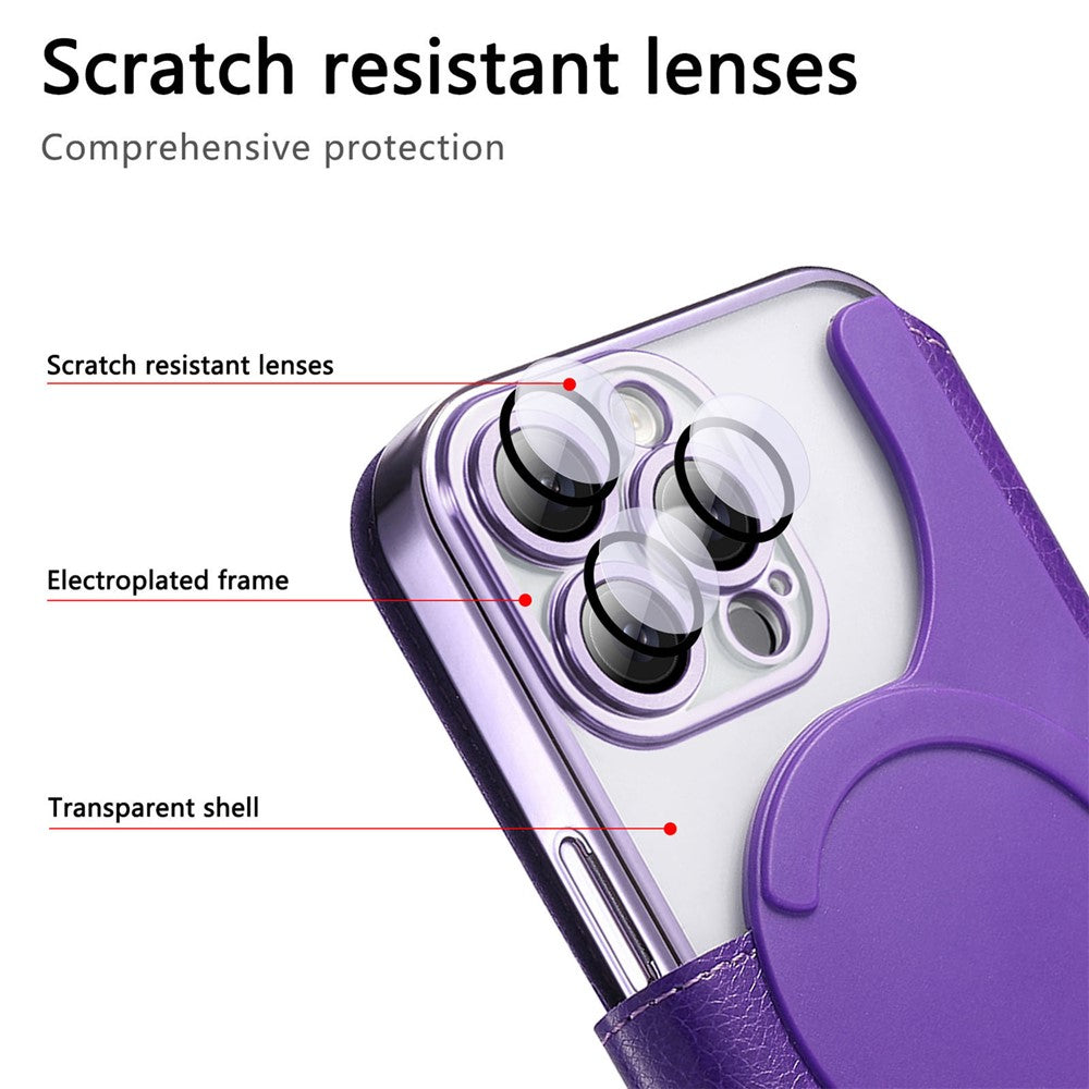 For iPhone 14 Pro Case Compatible with MagSafe Detachable Leather Phone Cover with Lens Film