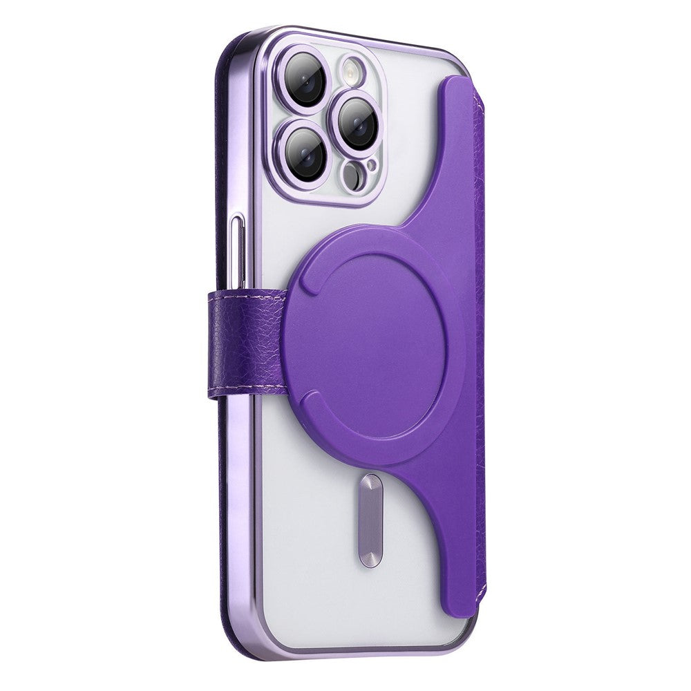 For iPhone 14 Pro Case Compatible with MagSafe Detachable Leather Phone Cover with Lens Film
