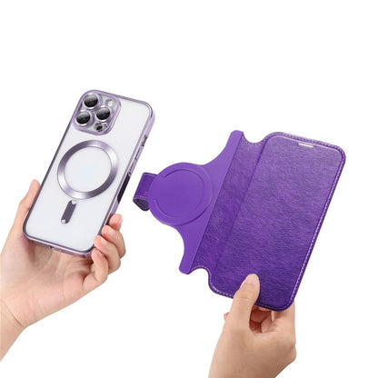 For iPhone 14 Pro Case Compatible with MagSafe Detachable Leather Phone Cover with Lens Film