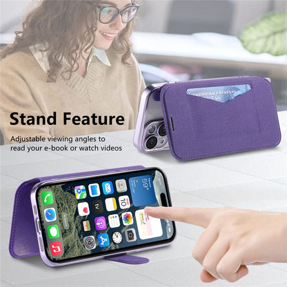 For iPhone 14 Pro Case Compatible with MagSafe Detachable Leather Phone Cover with Lens Film
