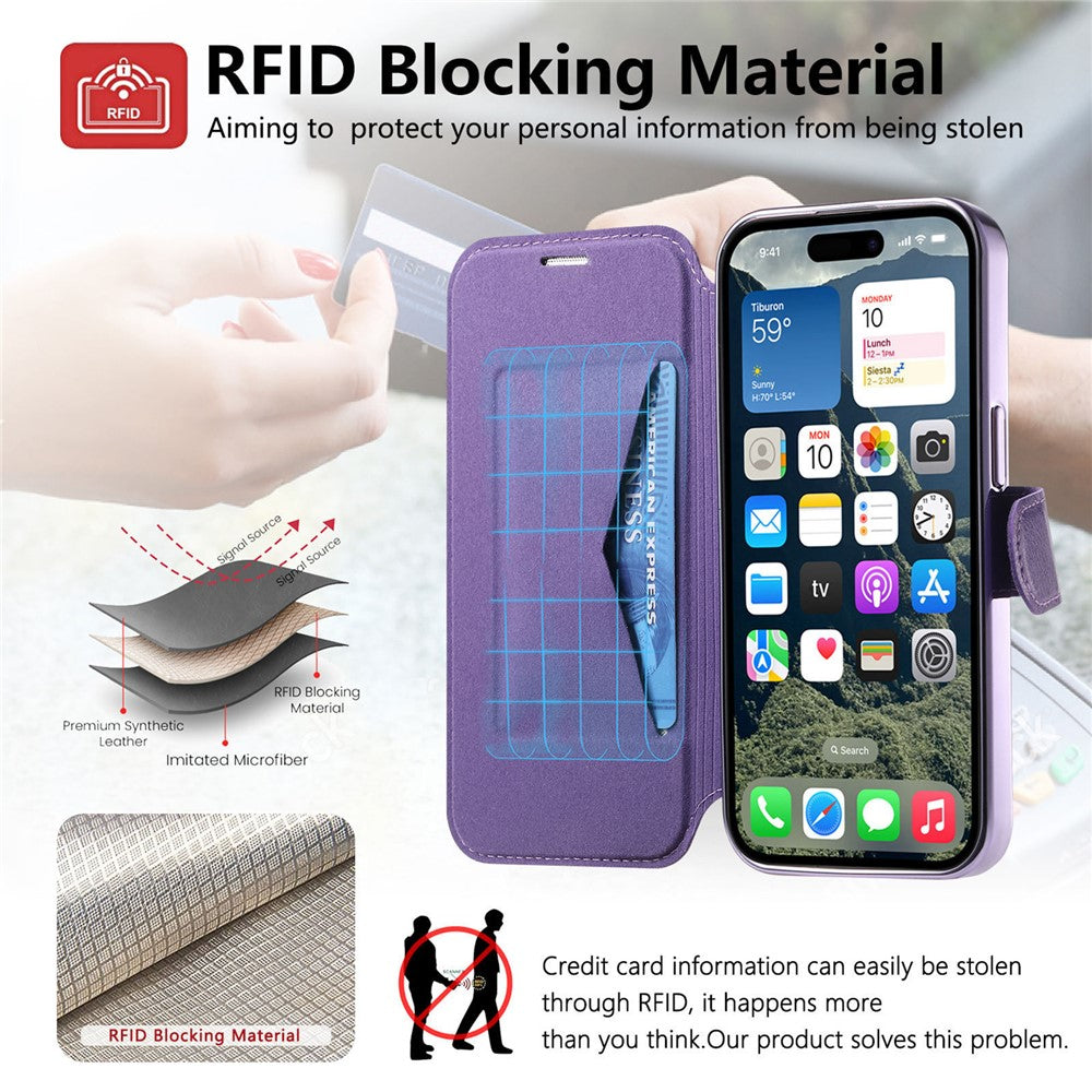 For iPhone 14 Pro Case Compatible with MagSafe Detachable Leather Phone Cover with Lens Film