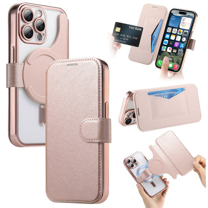 For iPhone 14 Pro Case Compatible with MagSafe Detachable Leather Phone Cover with Lens Film