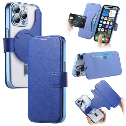 For iPhone 14 Pro Case Compatible with MagSafe Detachable Leather Phone Cover with Lens Film