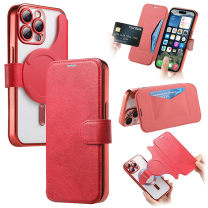 For iPhone 14 Pro Case Compatible with MagSafe Detachable Leather Phone Cover with Lens Film