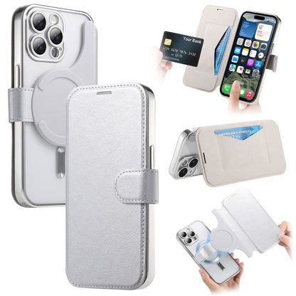For iPhone 14 Pro Case Compatible with MagSafe Detachable Leather Phone Cover with Lens Film