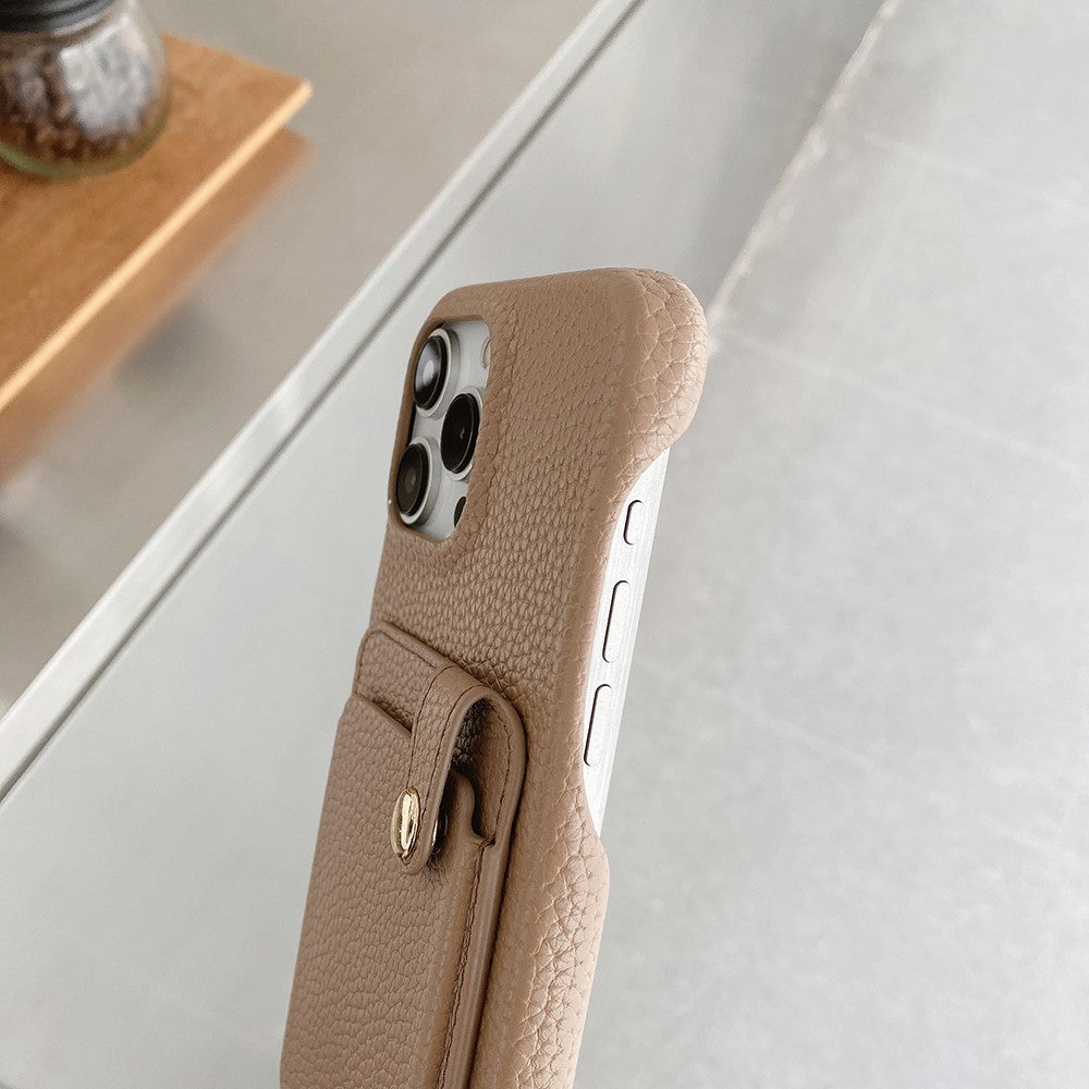For iPhone 14 Pro Case Multi-Functional Card Slots Leather Back Cover with Wrist Strap