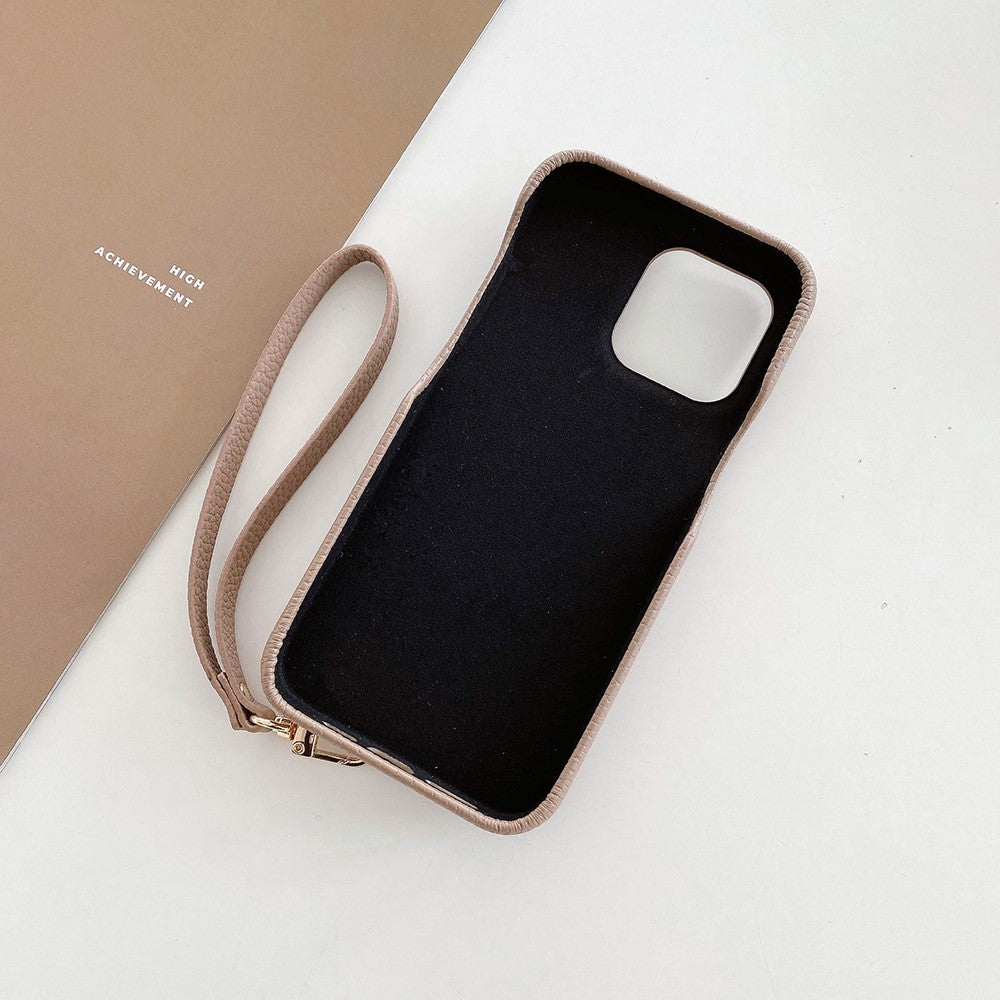 For iPhone 14 Pro Case Multi-Functional Card Slots Leather Back Cover with Wrist Strap