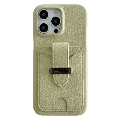 For iPhone 14 Pro Case with Card Slots Litchi Texture Leather + PET Phone Cover