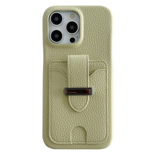 For iPhone 14 Pro Case with Card Slots Litchi Texture Leather + PET Phone Cover