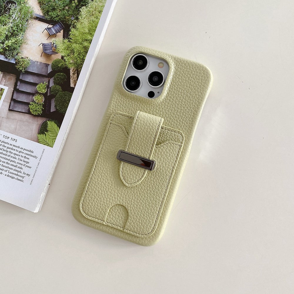 For iPhone 14 Pro Case with Card Slots Litchi Texture Leather + PET Phone Cover