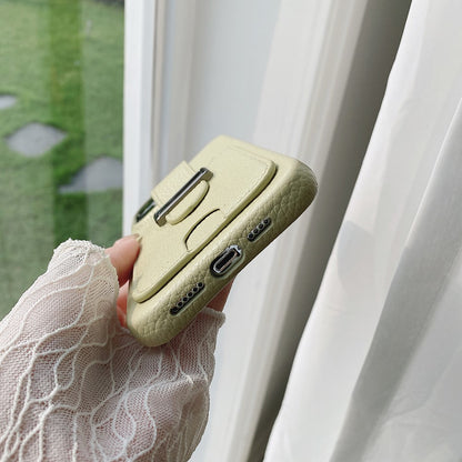 For iPhone 14 Pro Case with Card Slots Litchi Texture Leather + PET Phone Cover