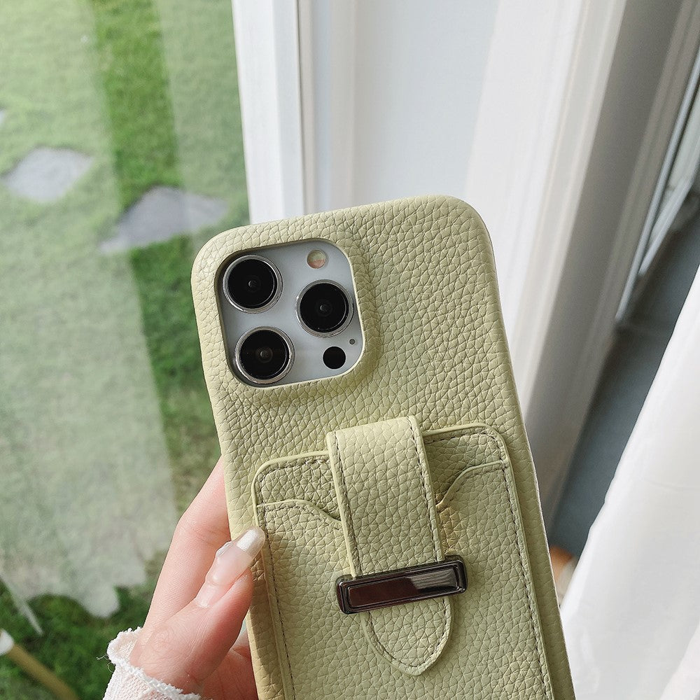 For iPhone 14 Pro Case with Card Slots Litchi Texture Leather + PET Phone Cover