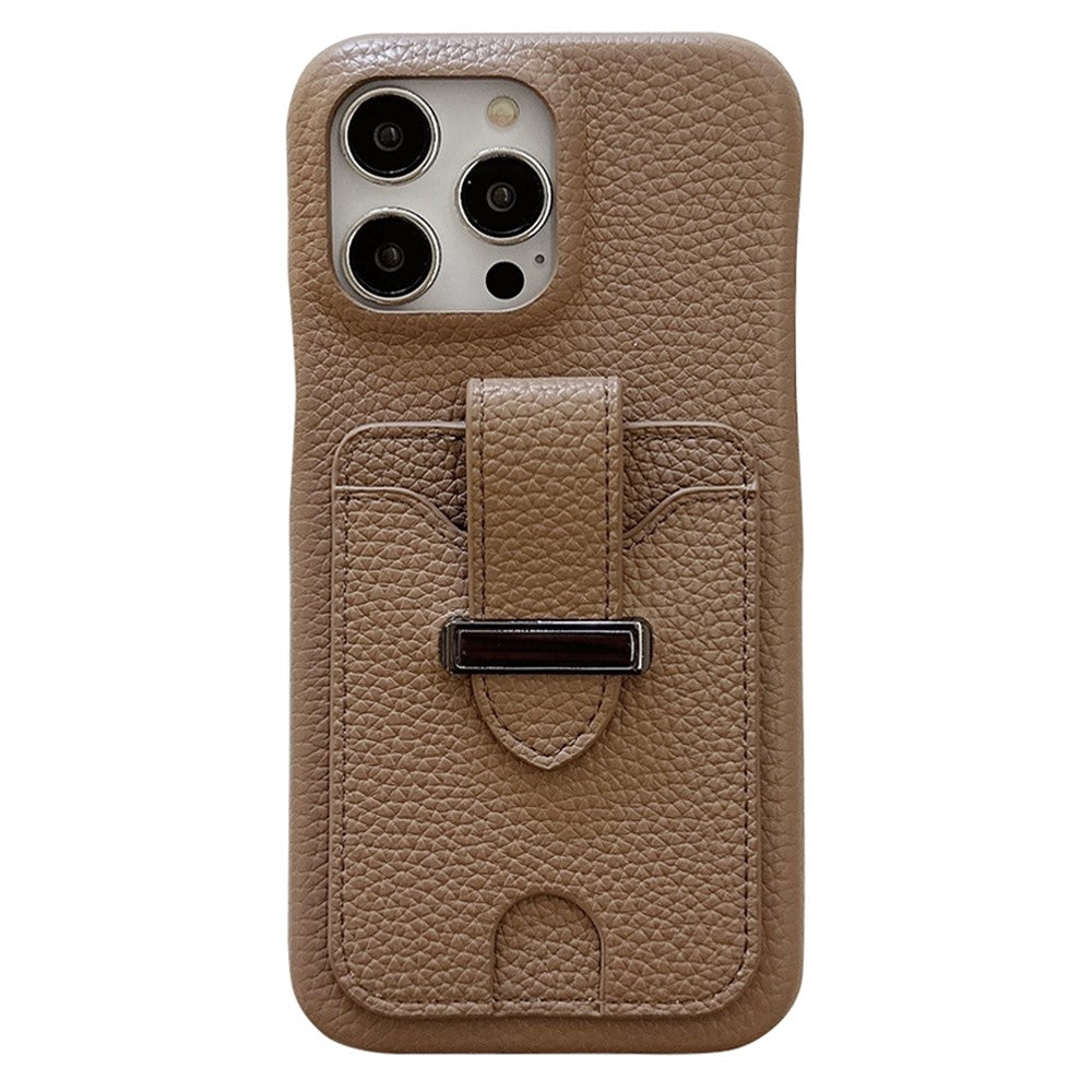 For iPhone 14 Pro Case with Card Slots Litchi Texture Leather + PET Phone Cover