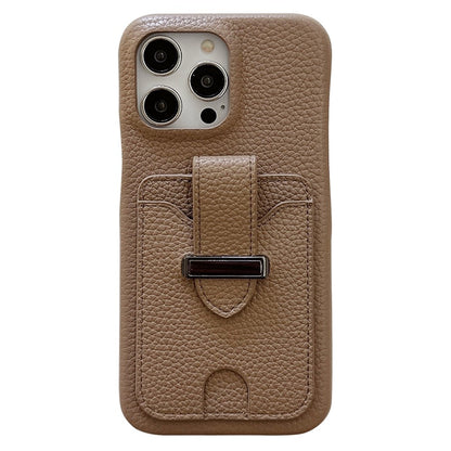 For iPhone 14 Pro Case with Card Slots Litchi Texture Leather + PET Phone Cover