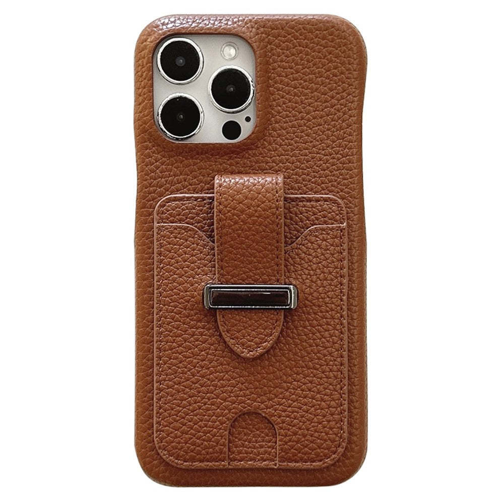 For iPhone 14 Pro Case with Card Slots Litchi Texture Leather + PET Phone Cover