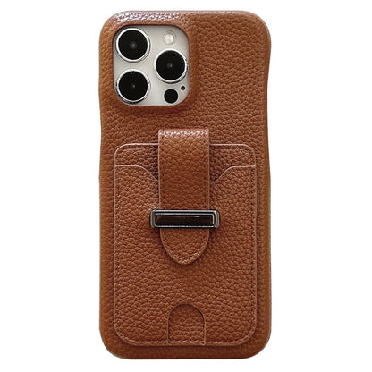 For iPhone 14 Pro Case with Card Slots Litchi Texture Leather + PET Phone Cover