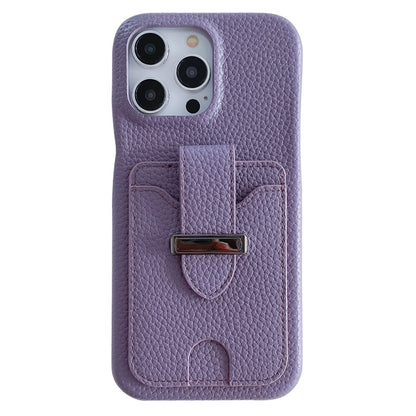 For iPhone 14 Pro Case with Card Slots Litchi Texture Leather + PET Phone Cover