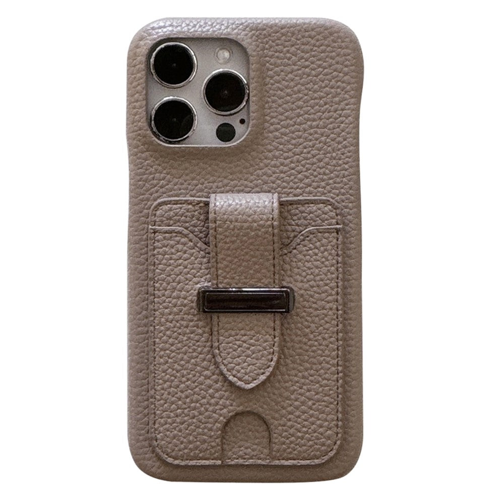 For iPhone 14 Pro Case with Card Slots Litchi Texture Leather + PET Phone Cover