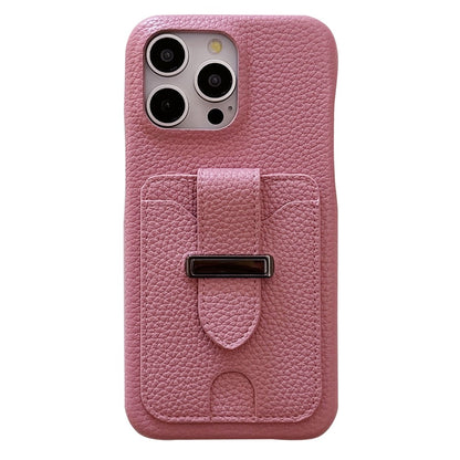 For iPhone 14 Pro Case with Card Slots Litchi Texture Leather + PET Phone Cover