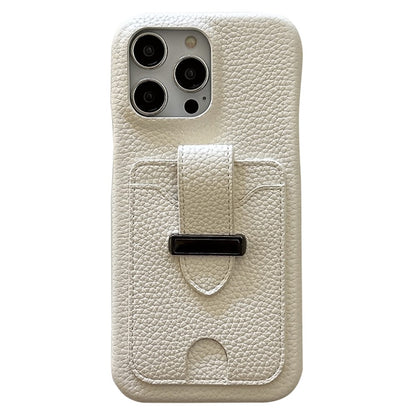 For iPhone 14 Pro Case with Card Slots Litchi Texture Leather + PET Phone Cover