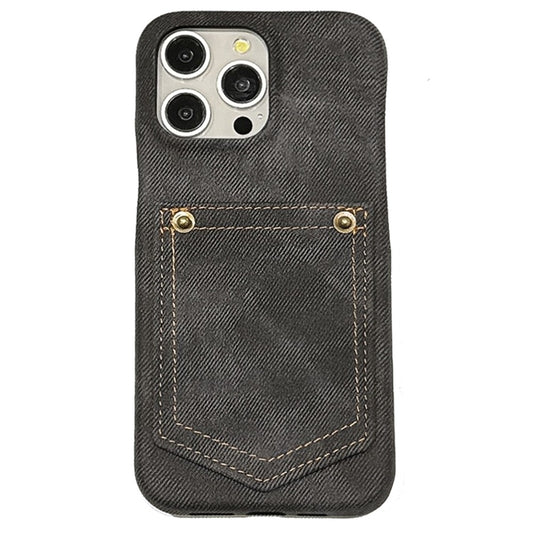 For iPhone 14 Pro Case Card Holder Jeans Cloth Texture PU Leather Back Cover