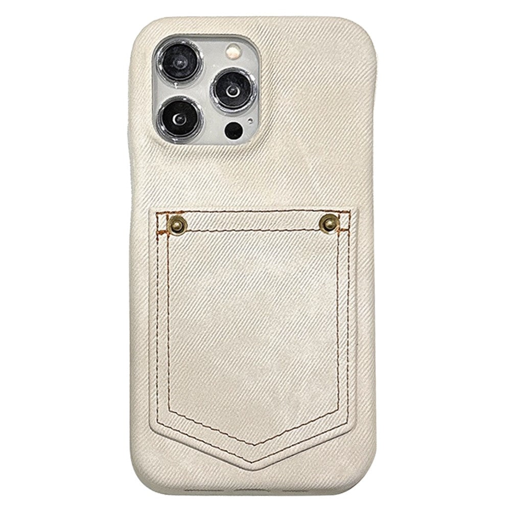 For iPhone 14 Pro Case Card Holder Jeans Cloth Texture PU Leather Back Cover