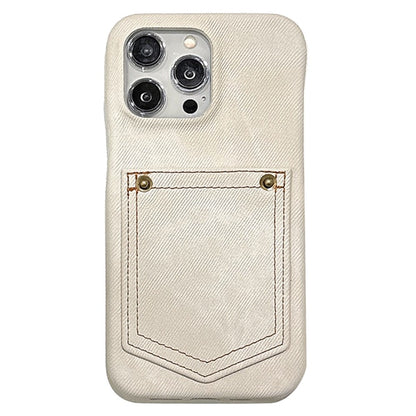 For iPhone 14 Pro Case Card Holder Jeans Cloth Texture PU Leather Back Cover