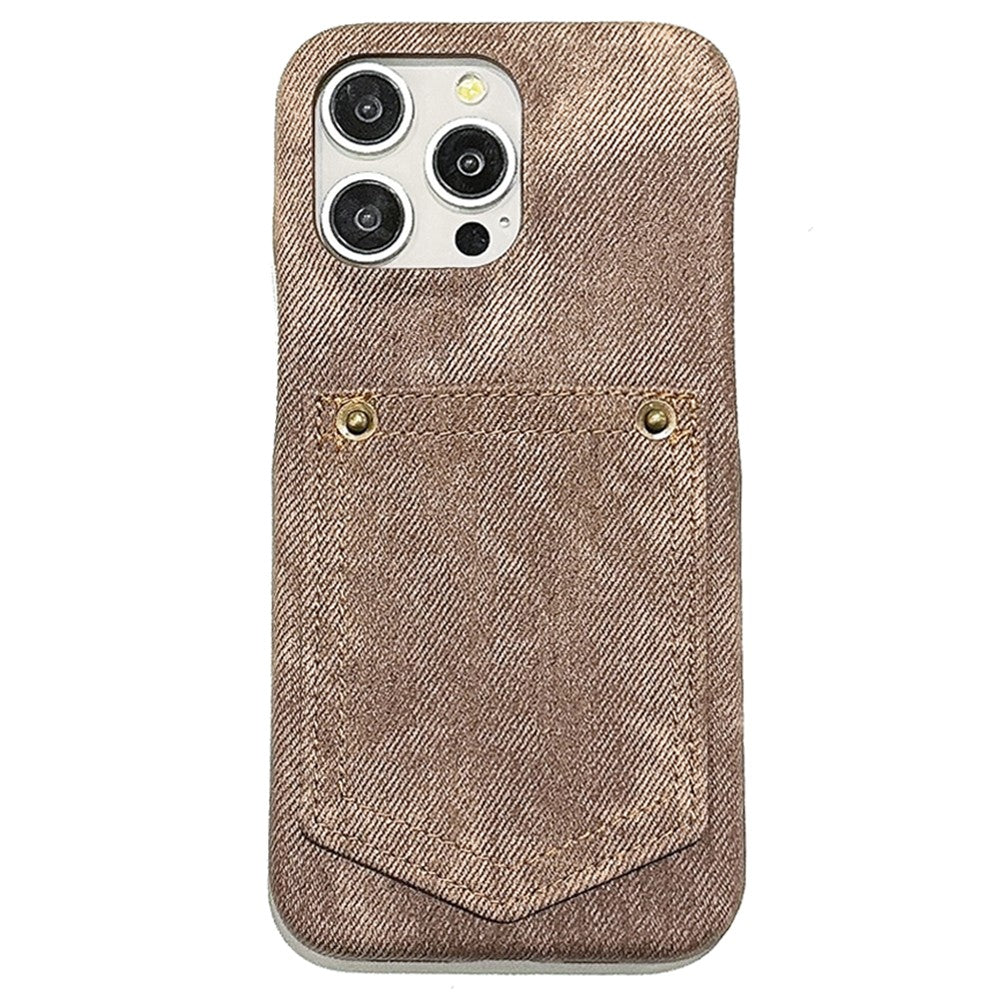 For iPhone 14 Pro Case Card Holder Jeans Cloth Texture PU Leather Back Cover