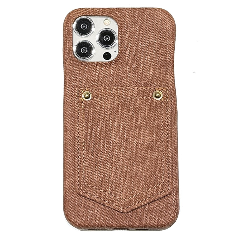 For iPhone 14 Pro Case Card Holder Jeans Cloth Texture PU Leather Back Cover