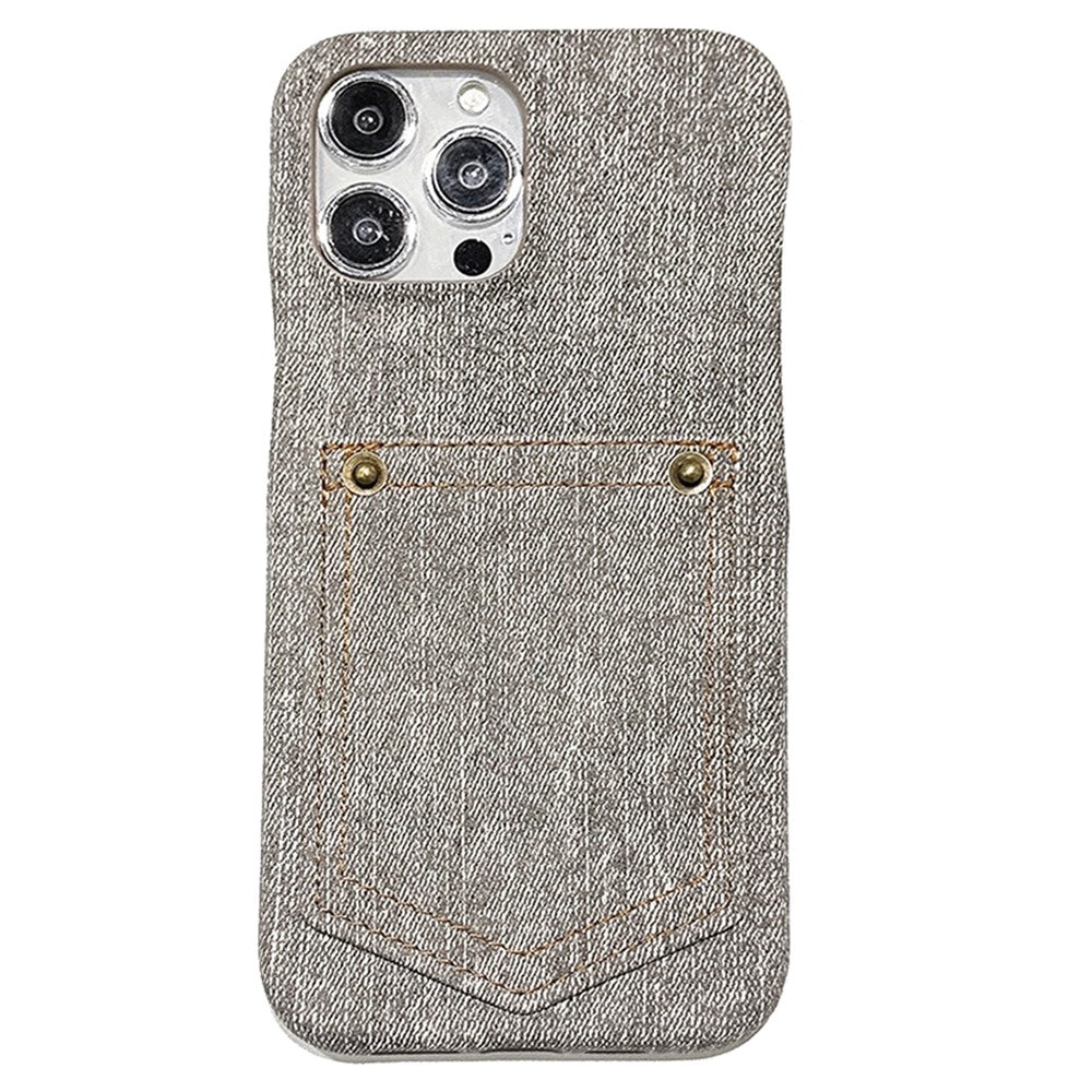 For iPhone 14 Pro Case Card Holder Jeans Cloth Texture PU Leather Back Cover