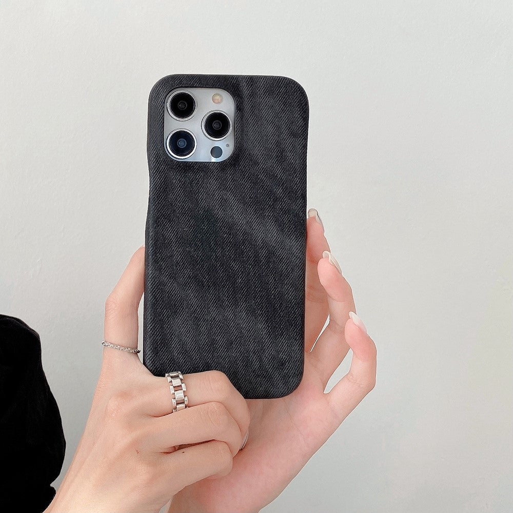 For iPhone 14 Pro Case Jeans Cloth Texture PU Leather + PET Back Cover