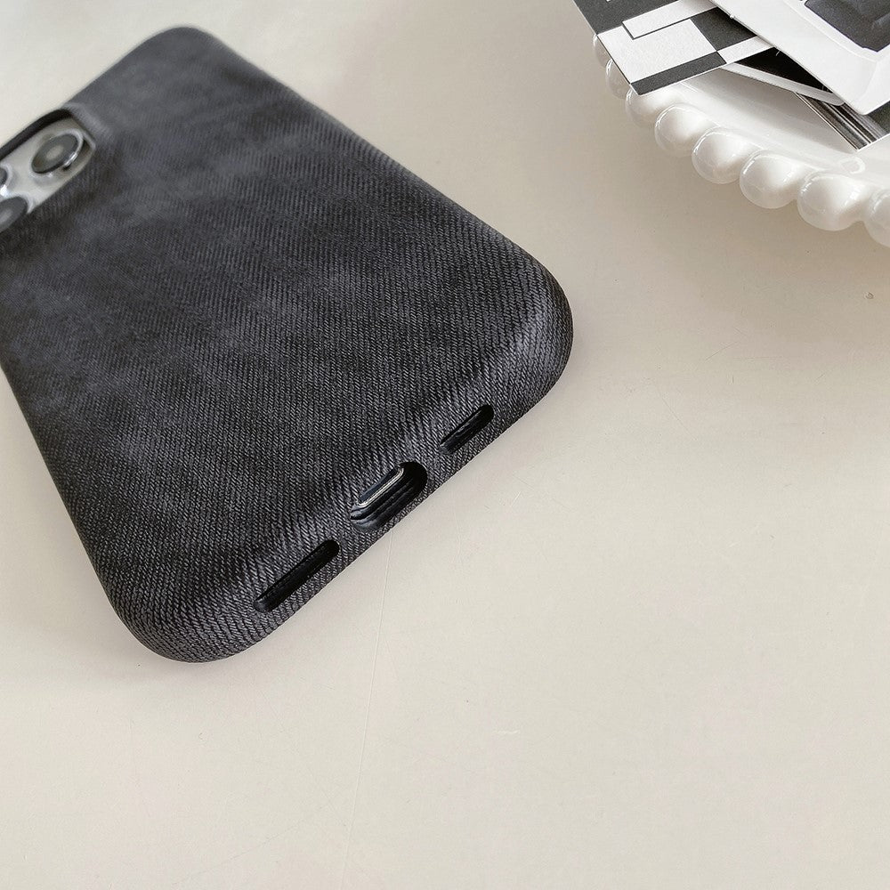 For iPhone 14 Pro Case Jeans Cloth Texture PU Leather + PET Back Cover