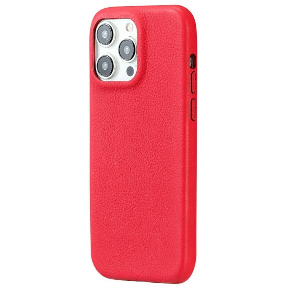 For iPhone 14 Pro Phone Case Skin Touch Litchi Texture Leather Coated PET Mobile Cover