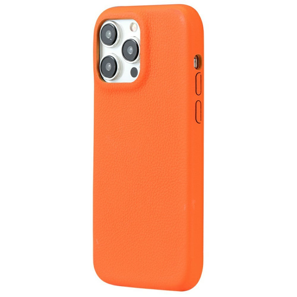 For iPhone 14 Pro Phone Case Skin Touch Litchi Texture Leather Coated PET Mobile Cover