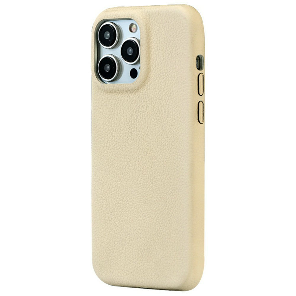 For iPhone 14 Pro Phone Case Skin Touch Litchi Texture Leather Coated PET Mobile Cover