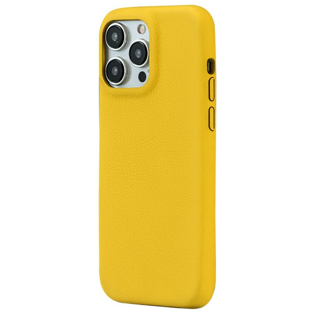 For iPhone 14 Pro Phone Case Skin Touch Litchi Texture Leather Coated PET Mobile Cover